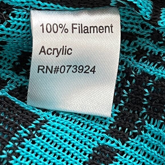 Ming Wang Cardigan Size 3X Teal Black Funky Artsy Abstract Colorful Work Office - Picture 13 of 15